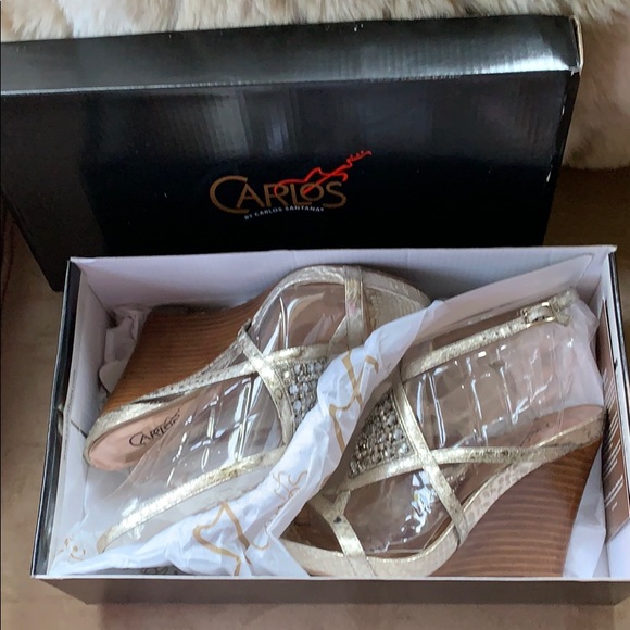 Carlos Santana Allure Wedge Sandals Metallic 7 - Picture 11 of 11